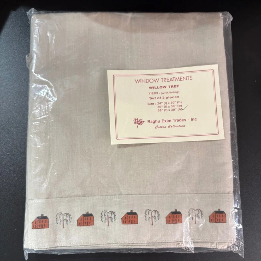Raghu Exim Trades Set 2‎ Curtain 36x30 Farmhouse Primitive Country Style NWT